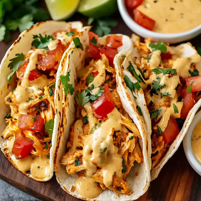 Slow Cooker Queso Chicken Tacos