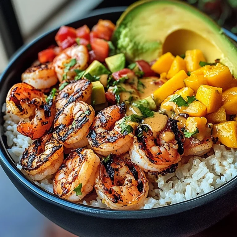 Shrimp and Avocado Bowls with Mango Salsa & Lime-Chili Sauce