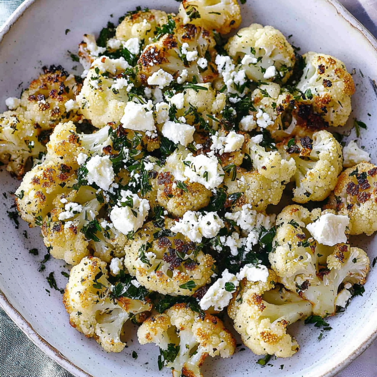Greek Roasted Cauliflower with Feta and Herbs